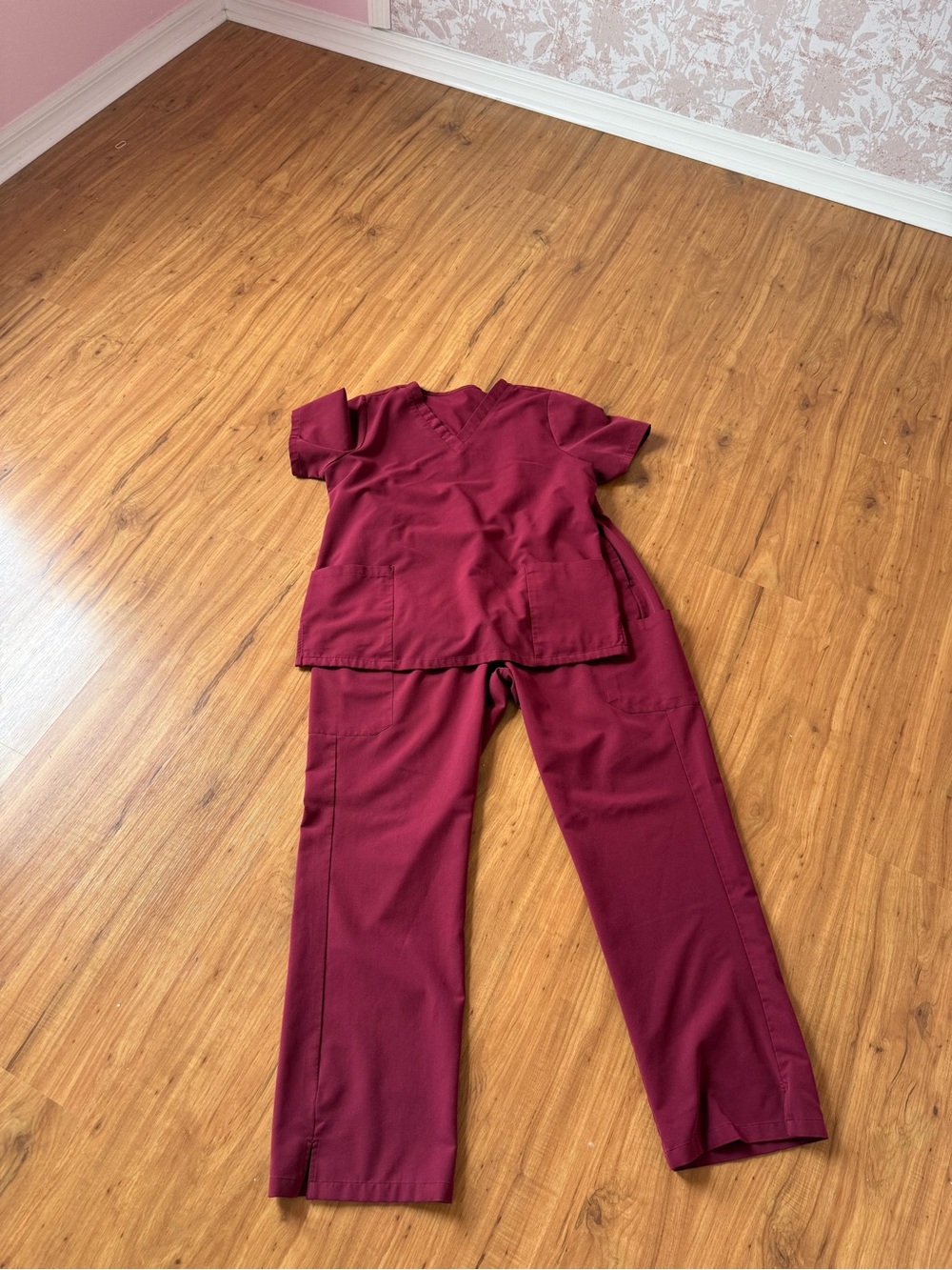 Mandala Garnet Red Scrub Top and Pant Set